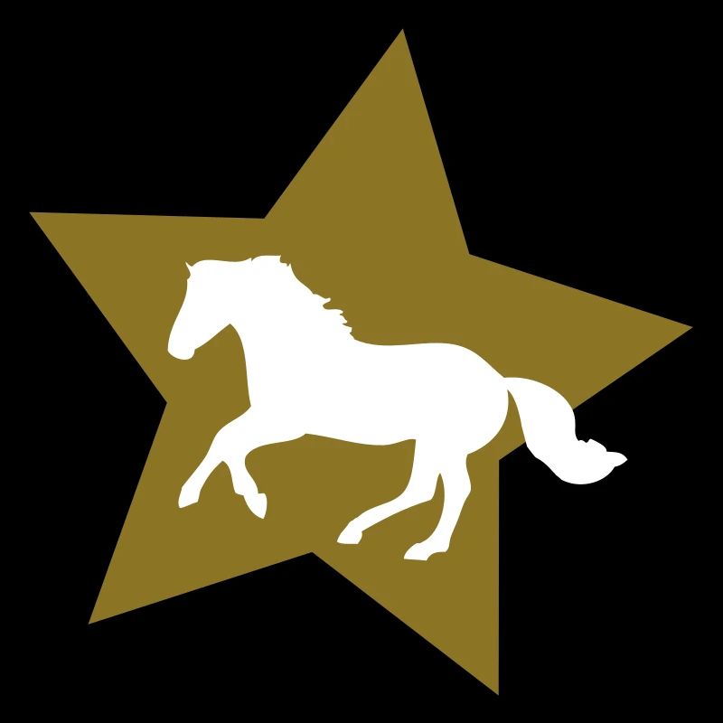 Cheval galopant avec étoile d'or