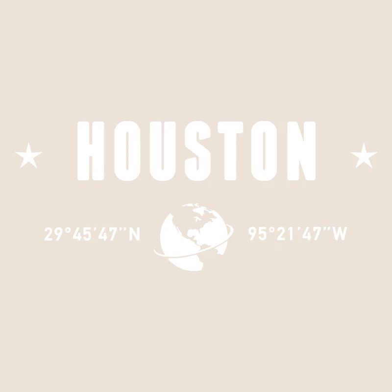 Houston Texas Coordinates Planet Earth White