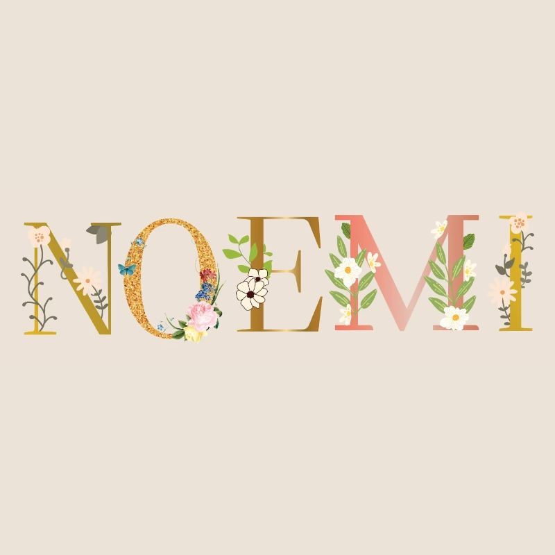 Le nom NOEMI décoré de fleurs