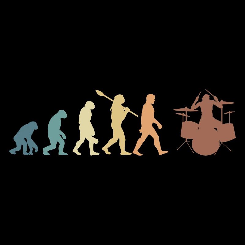 Evolution de l’homme Drums Band Retro Vintage Drummer