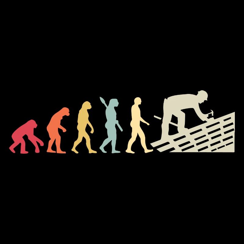 Roofer Human Evolution Retro Vintage Construction