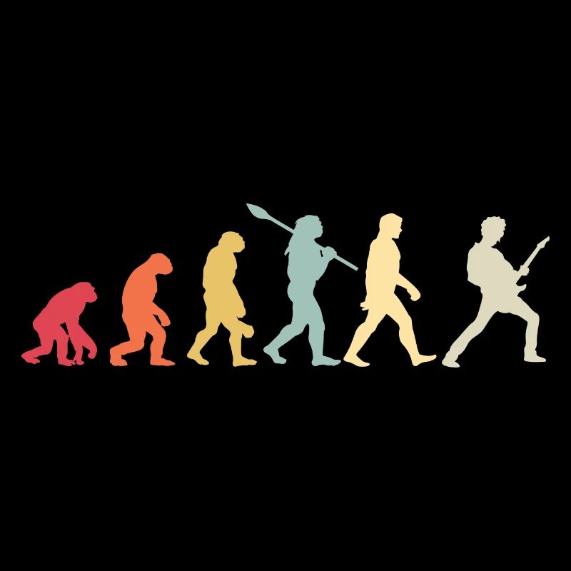 Human Evolution Guitar Band Retro Vintage
