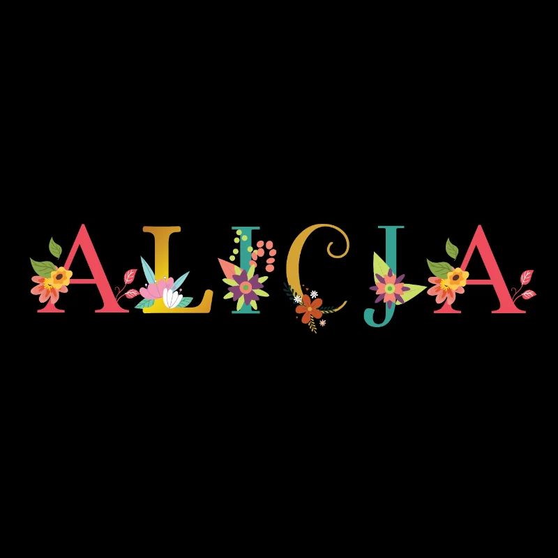 Le nom d’ALICJA est orné de fleurs