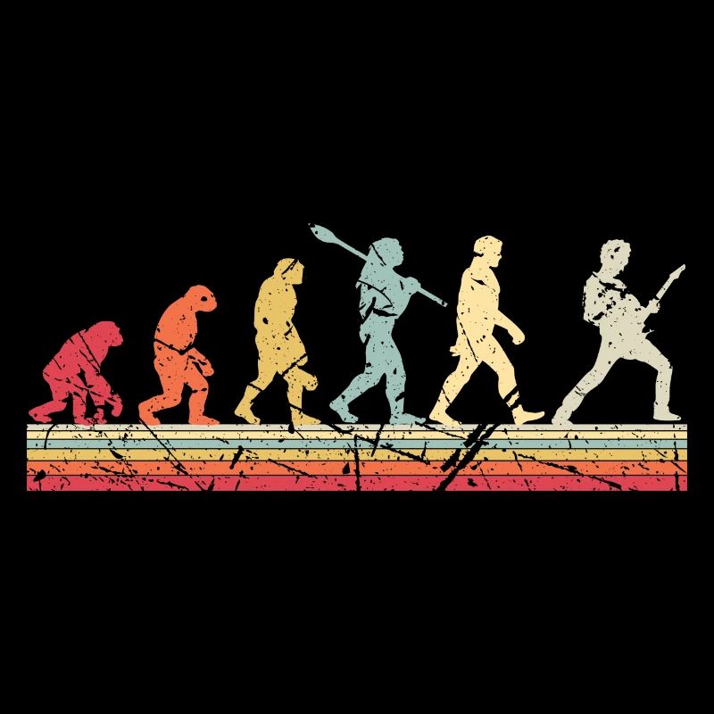 Human Evolution Guitar Band Retro Vintage