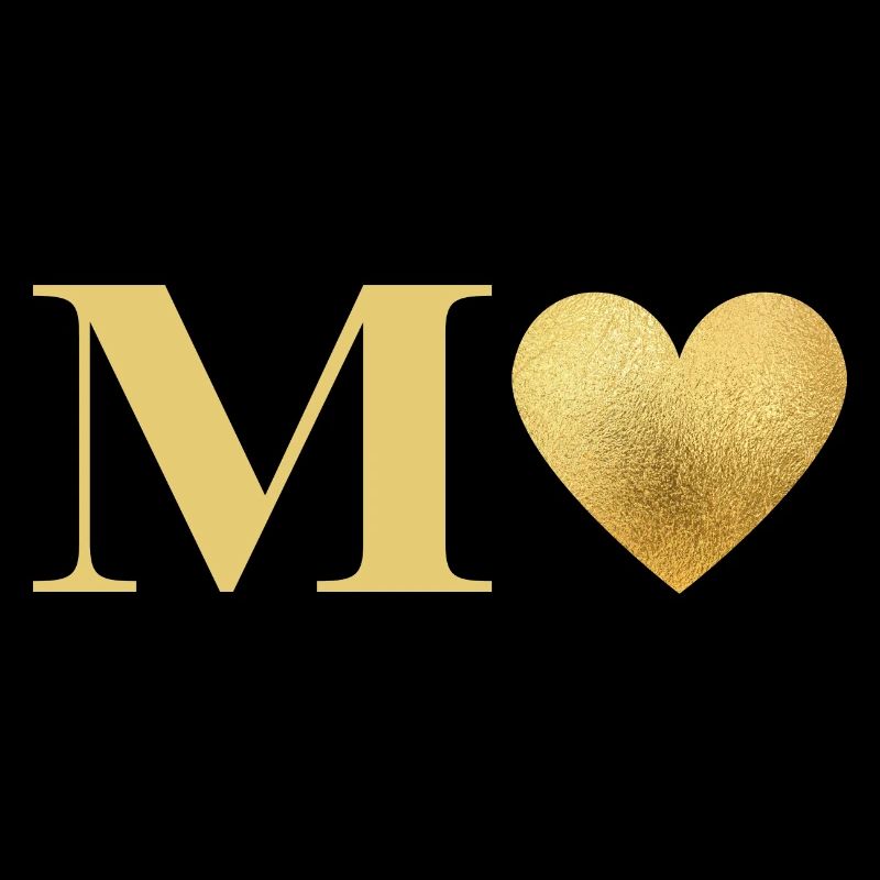 Buchstabe m goldenes Herz