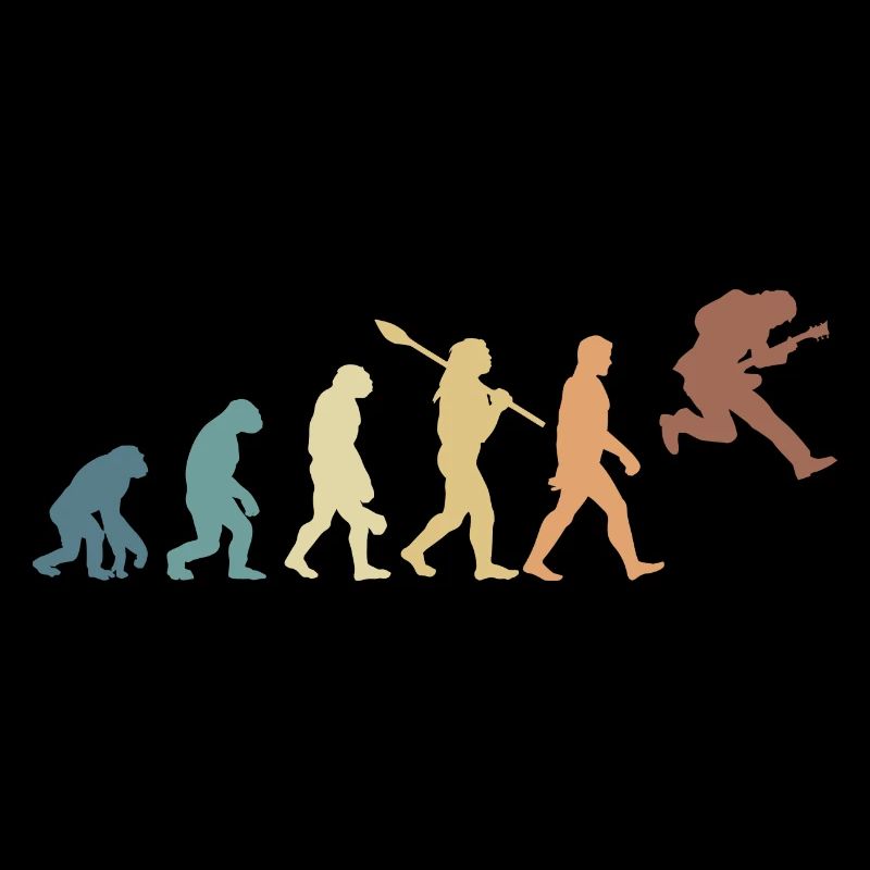 Human Evolution Guitar Band Retro Vintage
