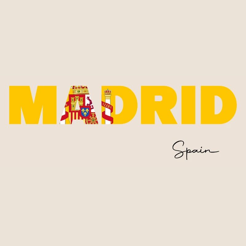 Lettrage de Madrid aux couleurs du drapeau espagnol