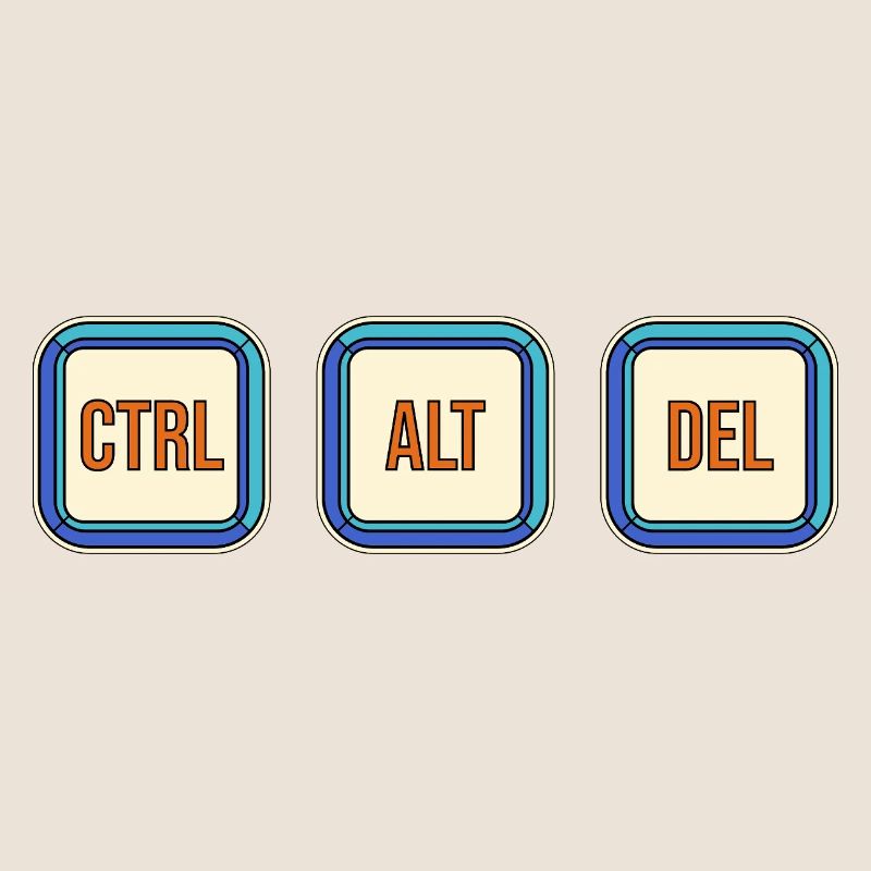 Retro Keyboard Keys CTRL ALT DEL