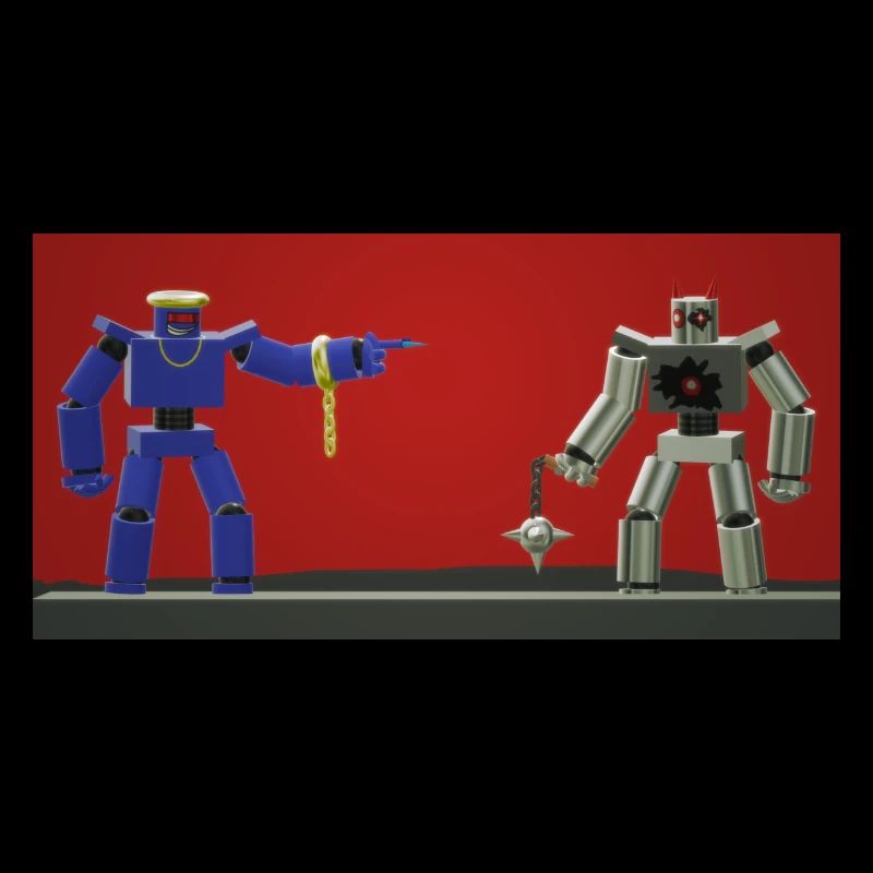 Silver and blue robots
