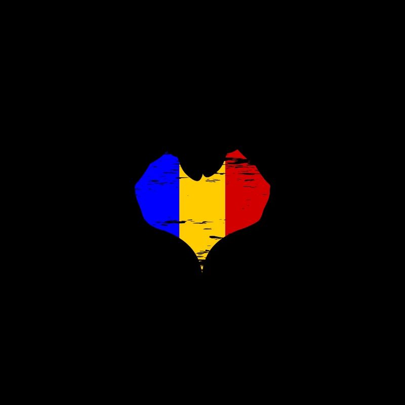 Drapeau de la Roumanie en forme de coeur utilisé