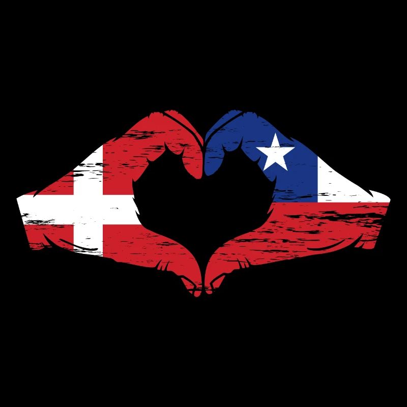 Denmark Chile Flag Hands Heart Shape Used