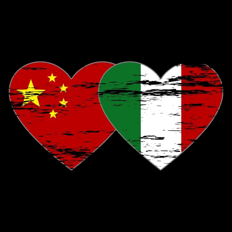 Chine Italie Drapeau Coeur Utilisé