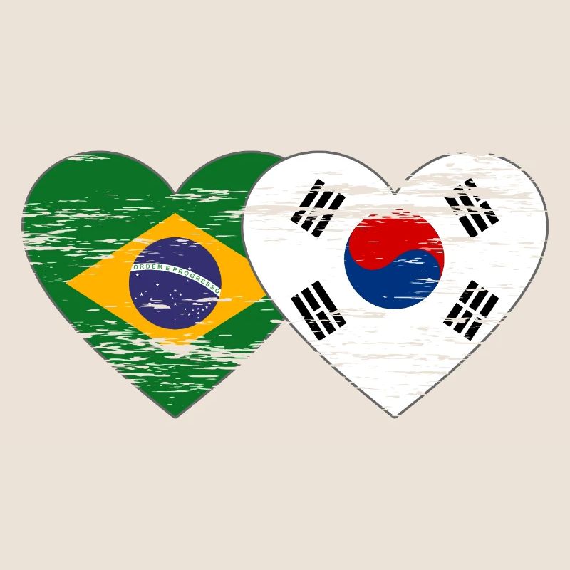 Brésil Corée du Sud drapeau coeur utilisé