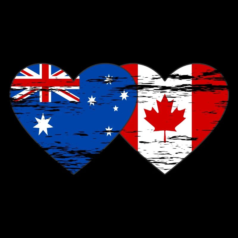 Australie Canada drapeau coeur utilisé