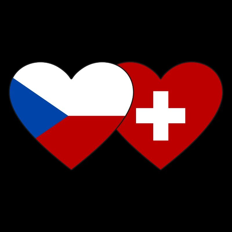 République tchèque Suisse drapeau coeur