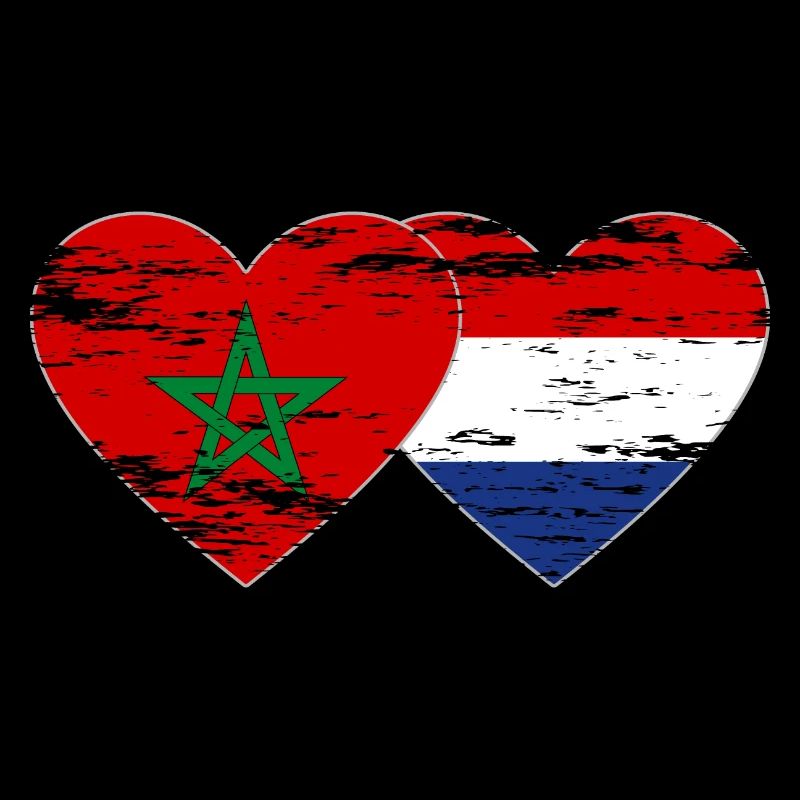 Maroc Hollande drapeau coeur utilisé