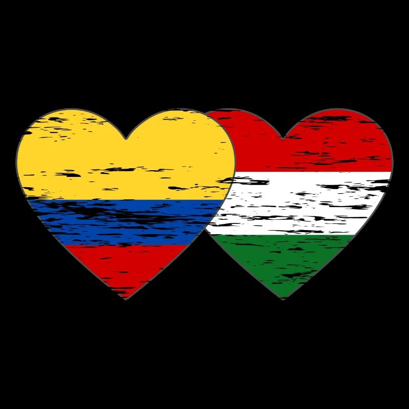 Colombie Hongrie drapeau coeur utilisé