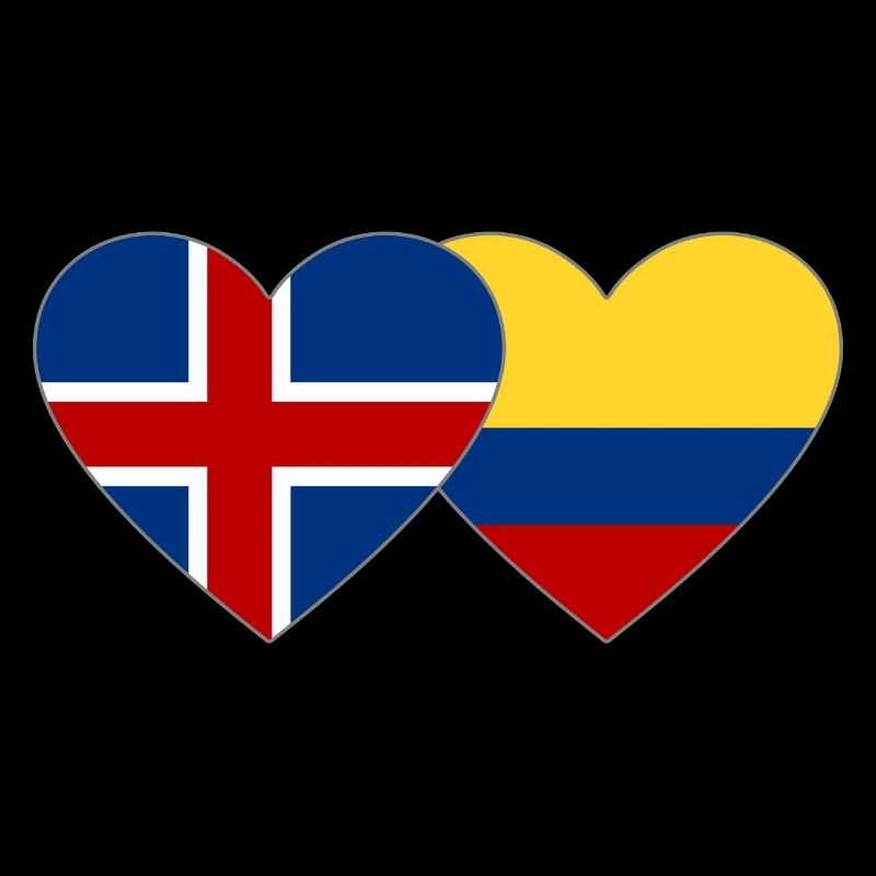 Islande Colombie Drapeau Coeur