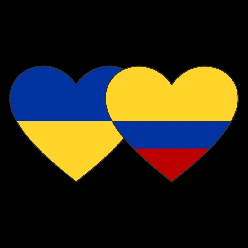 Ukraine Colombie Drapeau Coeur
