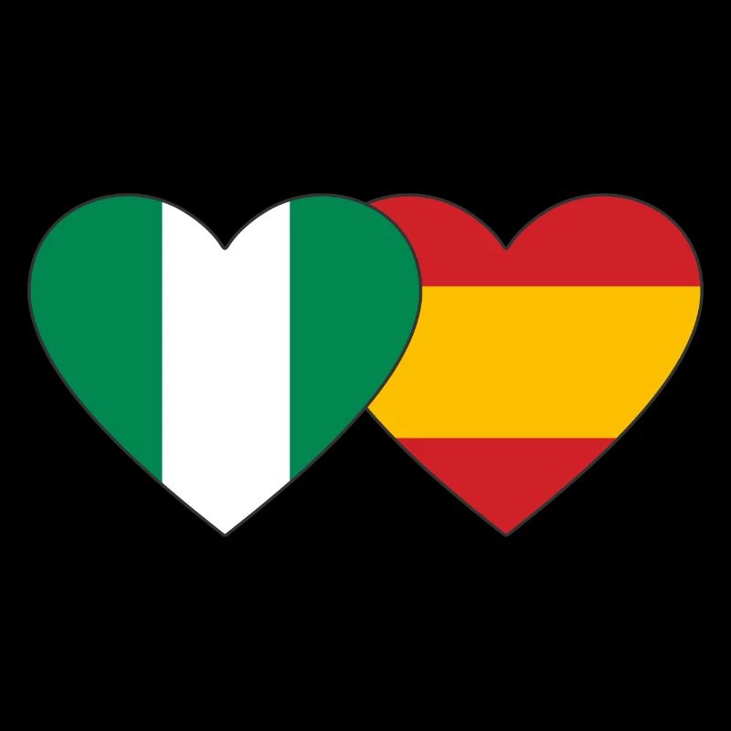 Nigeria Espagne Drapeau Coeur