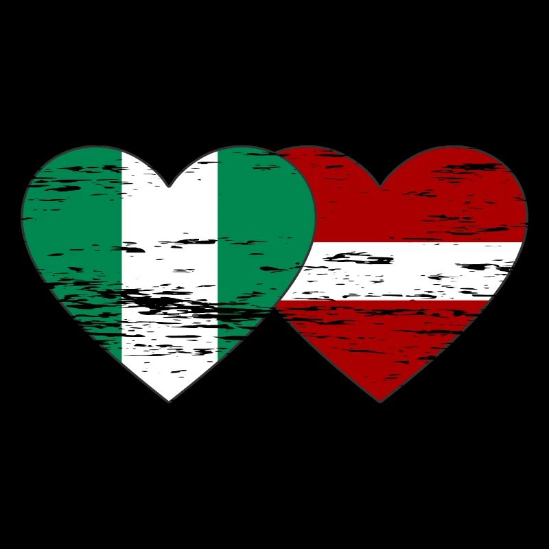 Drapeau du Nigeria Lettonie coeur utilisé
