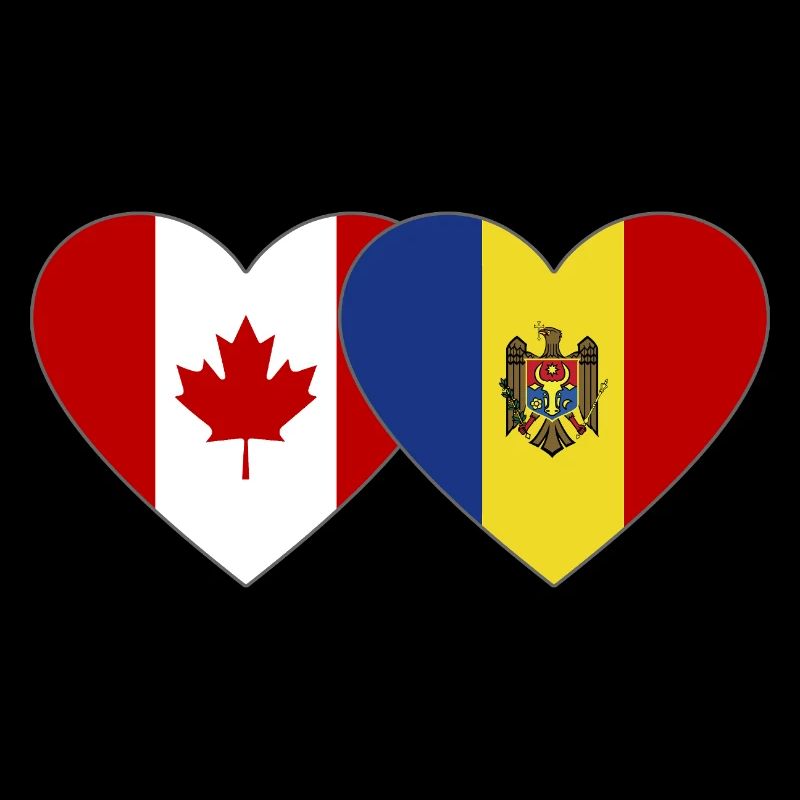 Canada Moldova Flag Heart