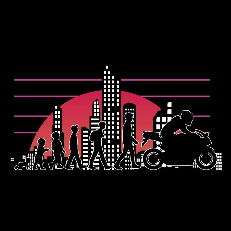 Moto Evolution Vintage 80s Retro Biker