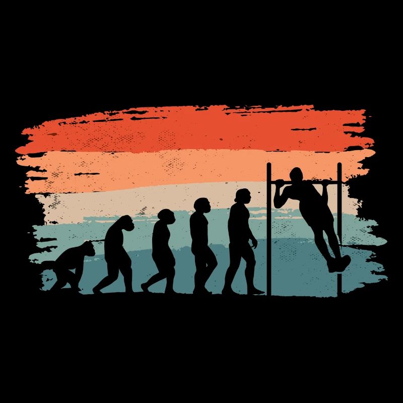 Evolution de l’homme Calisthenics Retro Vintage