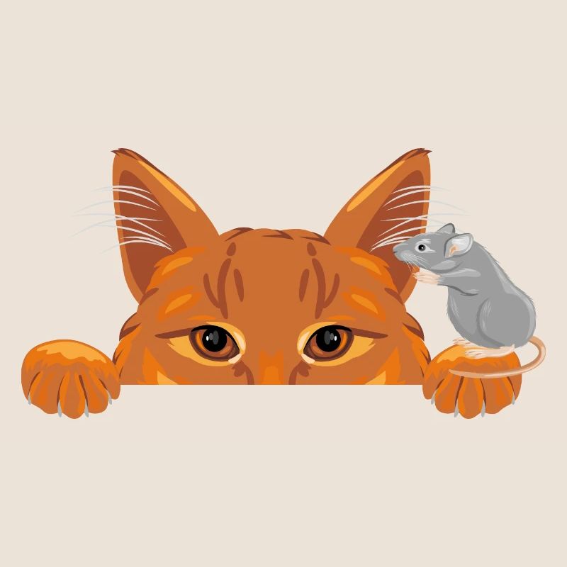 Une souris raconte des secrets à un chat roux