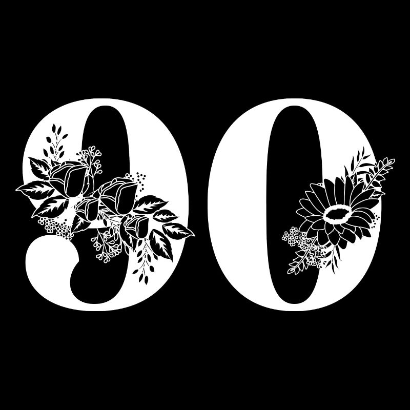 Nummer 90 Schwarze Blumen - 90. Geburtstag Blumen
