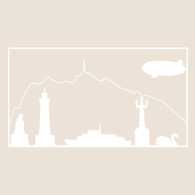 Bodensee & Pfänder | Silhouette filled | Weiß