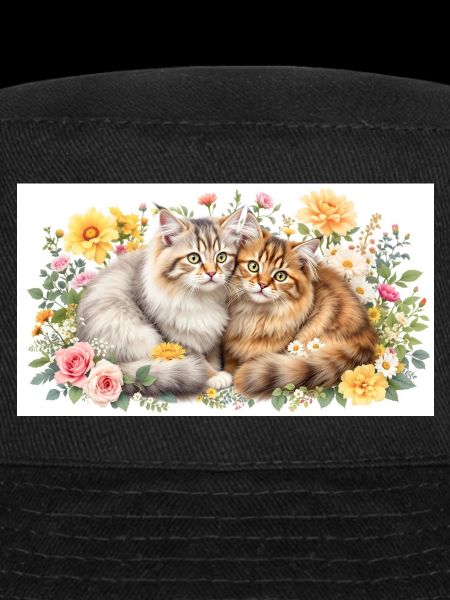 Pastel cats in spring bloom