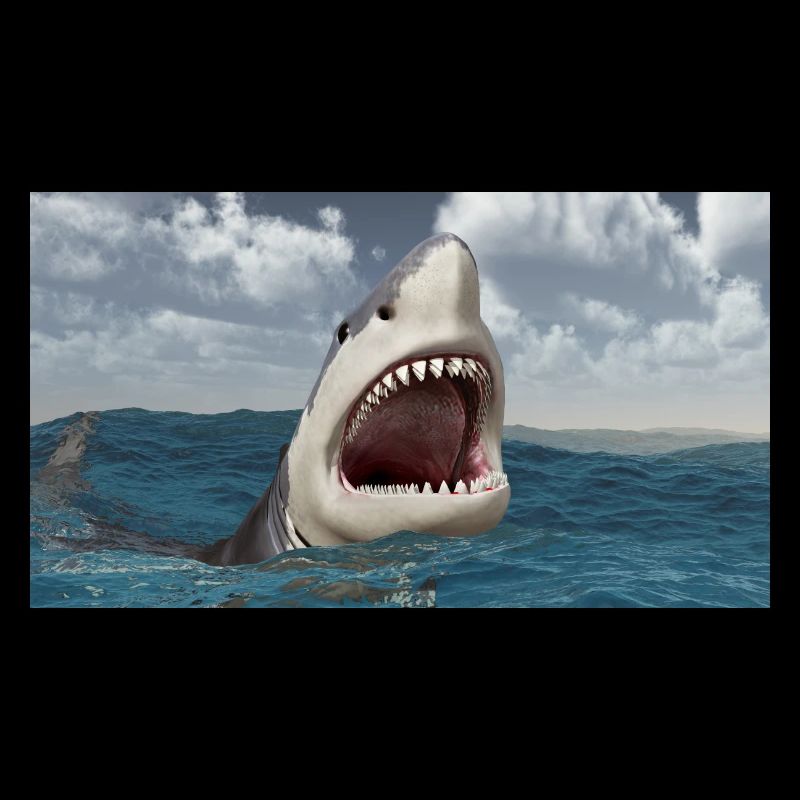 Great white shark in stormy seas