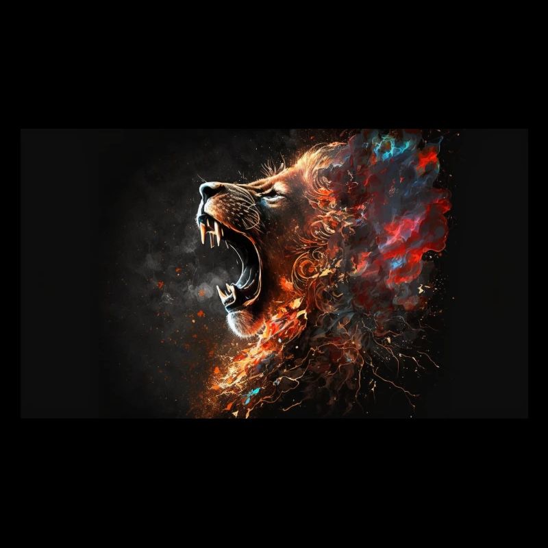 Lion on fire, generative AI