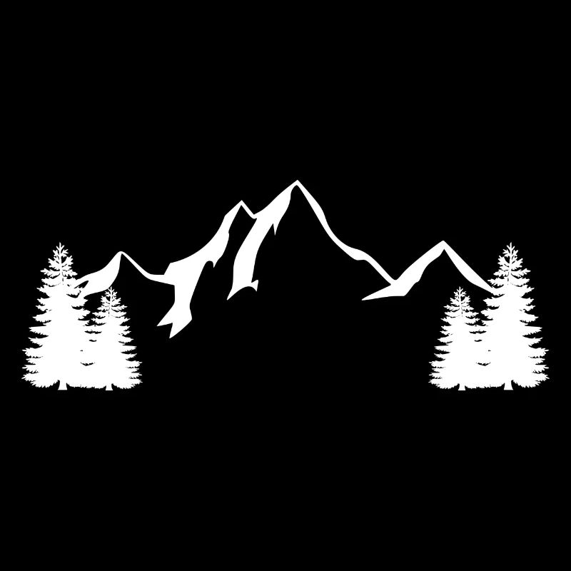 Mountain backdrop with fir trees