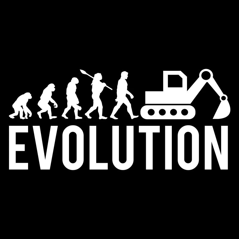 Bagger Baustelle Baggerfahrer Bau lustig Evolution