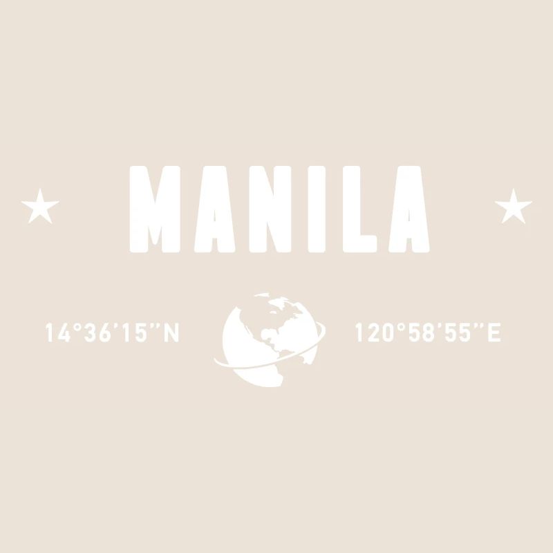 Manila Philippines Coordinates Planet Earth White