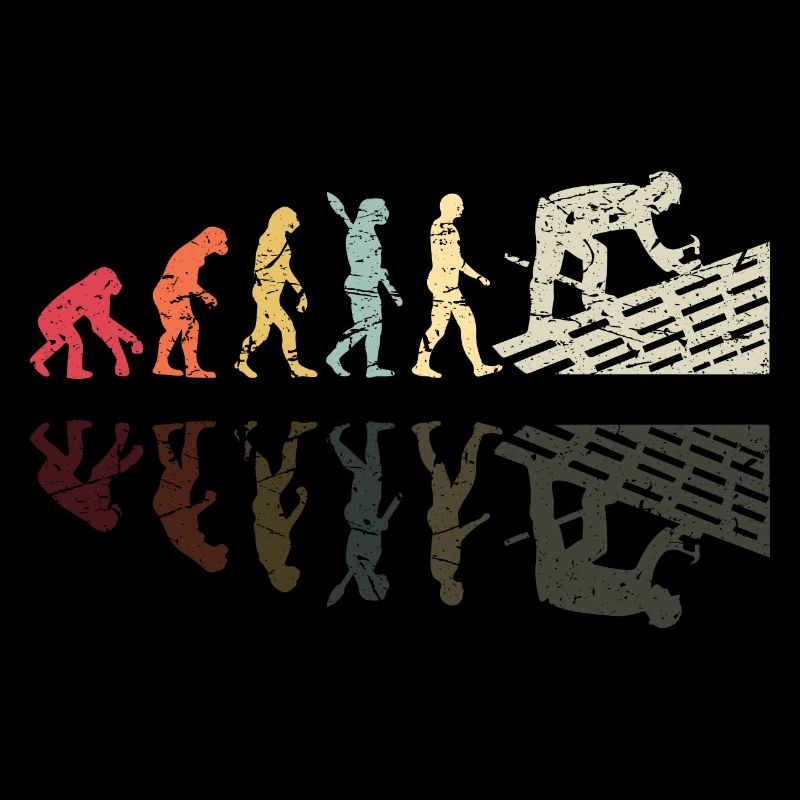 Roofer Human Evolution Retro Vintage Construction