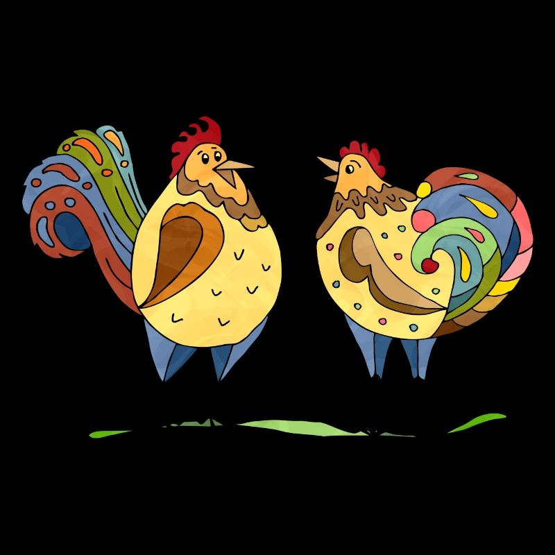 Rooster and hen