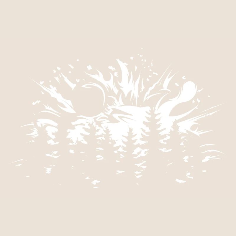 Forest Moon Explosion Tree Nature Illustration Logo