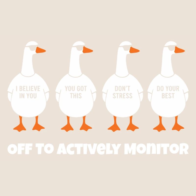Four funny ducks in single file