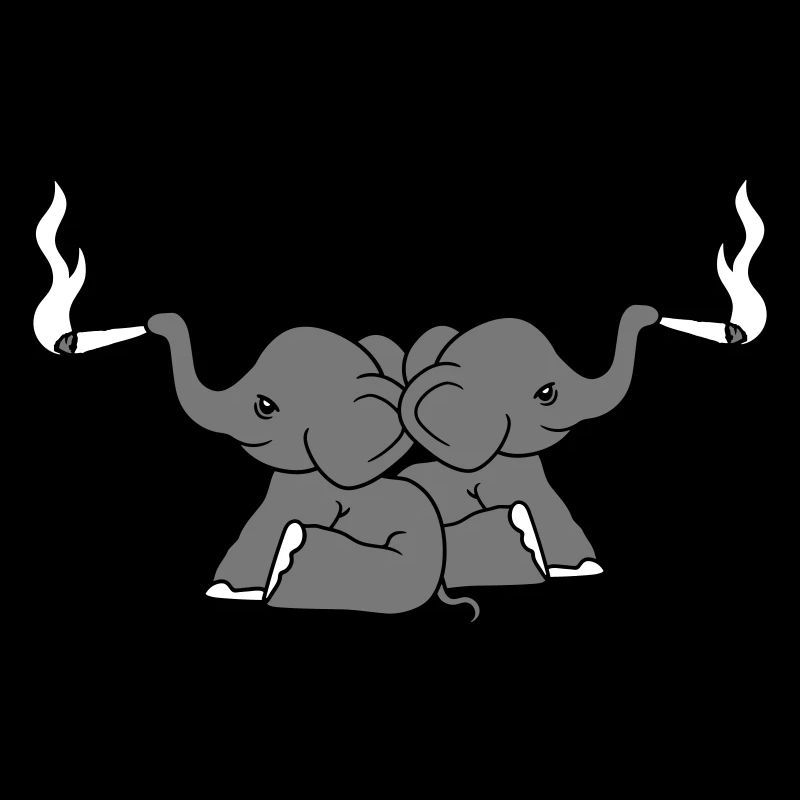 bekiffter elefant 2 freunde team paar kiffen joint