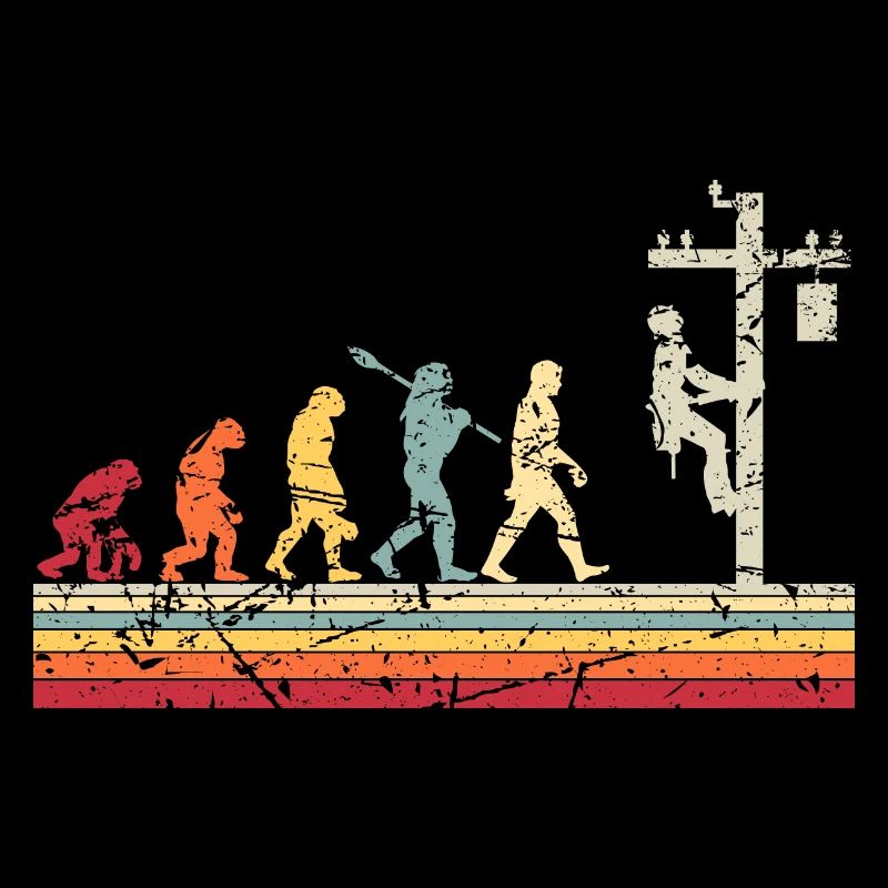 Electrician Human Evolution Vintage Lineman