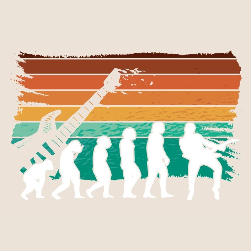 Human Evolution Guitar Band Retro Vintage