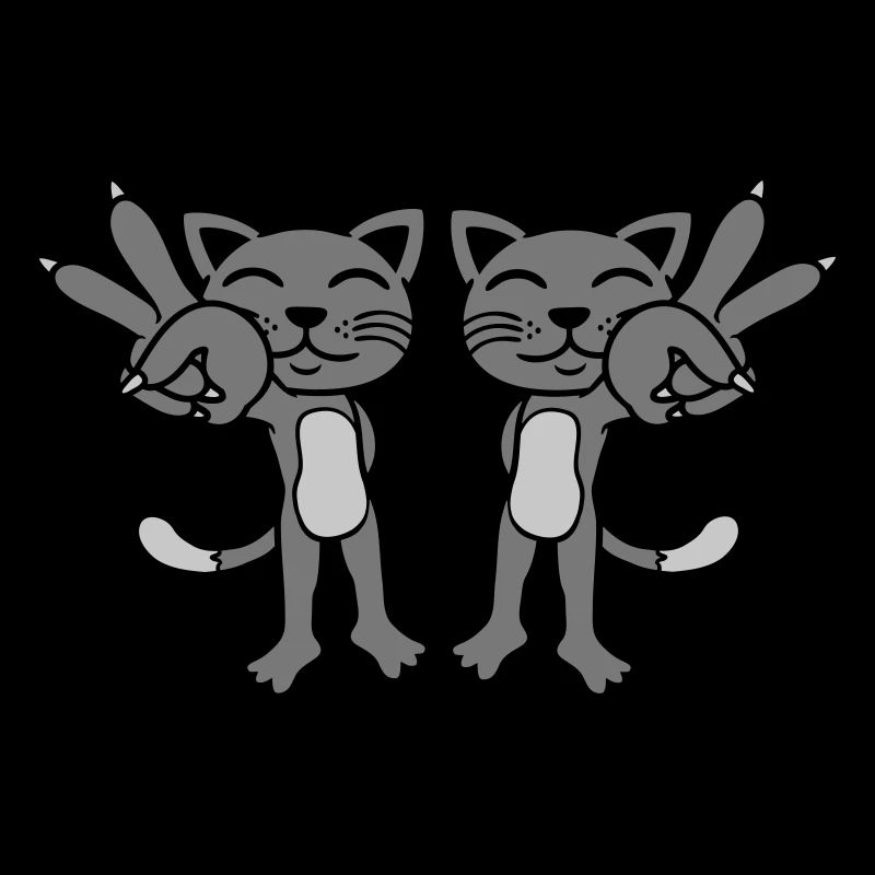2 Katzen Peace Zeichen