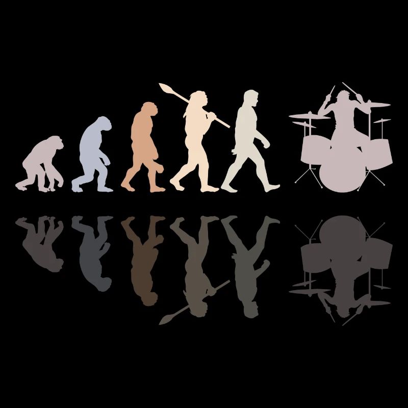 Evolution de l’homme Drums Band Retro Vintage Drummer