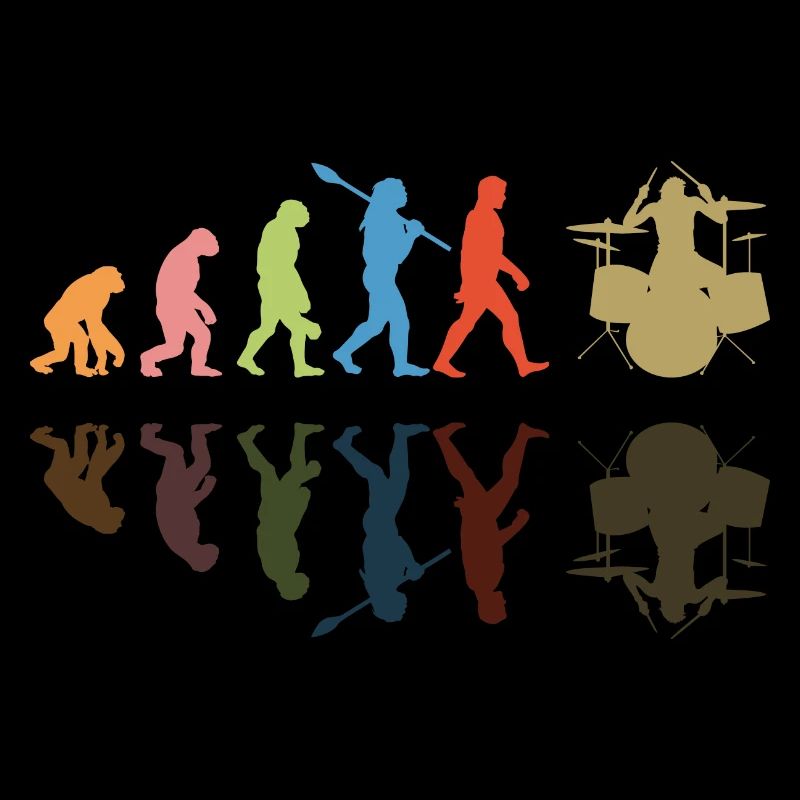 Evolution de l’homme Drums Band Retro Vintage Drummer