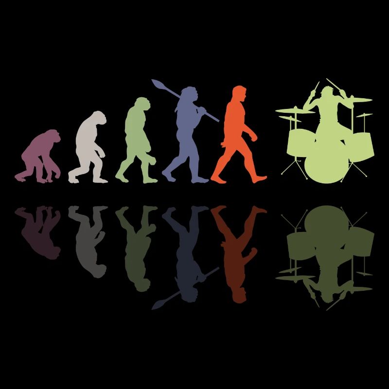 Evolution de l’homme Drums Band Retro Vintage Drummer