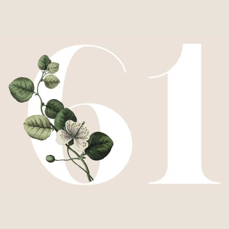 Nummer 61 Blumengrün - 61. Geburtstag Blumen