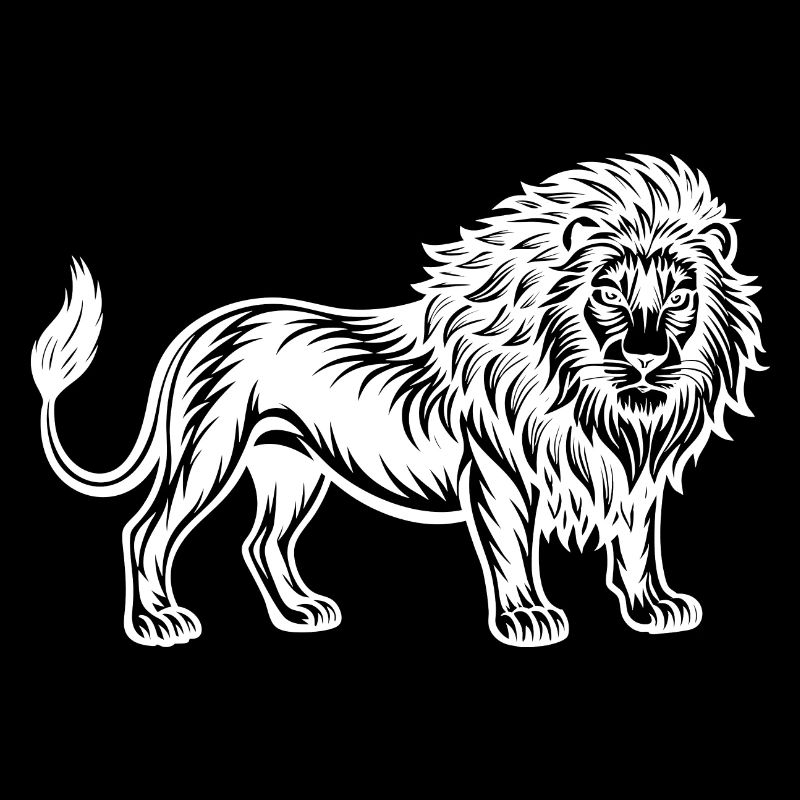Magnificent Lion - Powerful Line Art